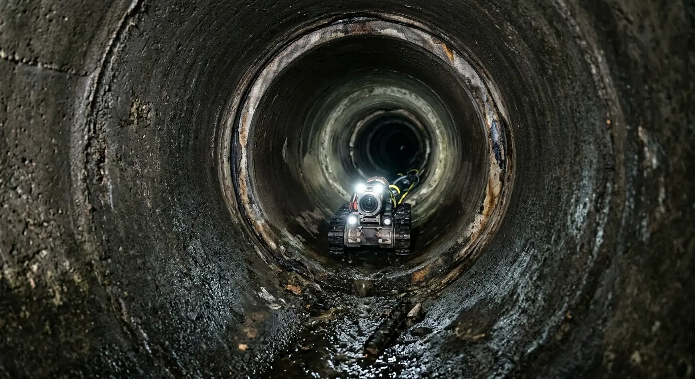 Robotic sewer camera inspecting pipe interior for Sewer Line Repair in Aventura